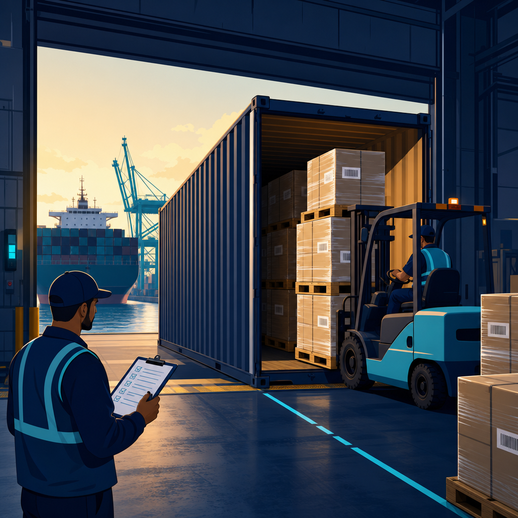 Container loading supervision at warehouse dock