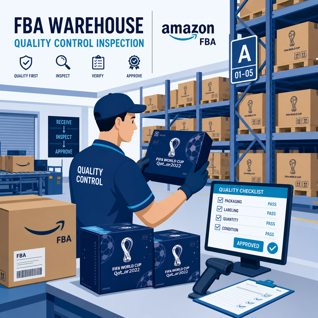 World Cup merchandise FBA packaging inspection illustration